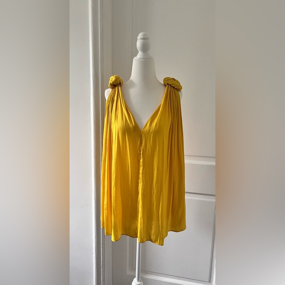 Smythe Yellow Sleeveless Top with Knot Detail.